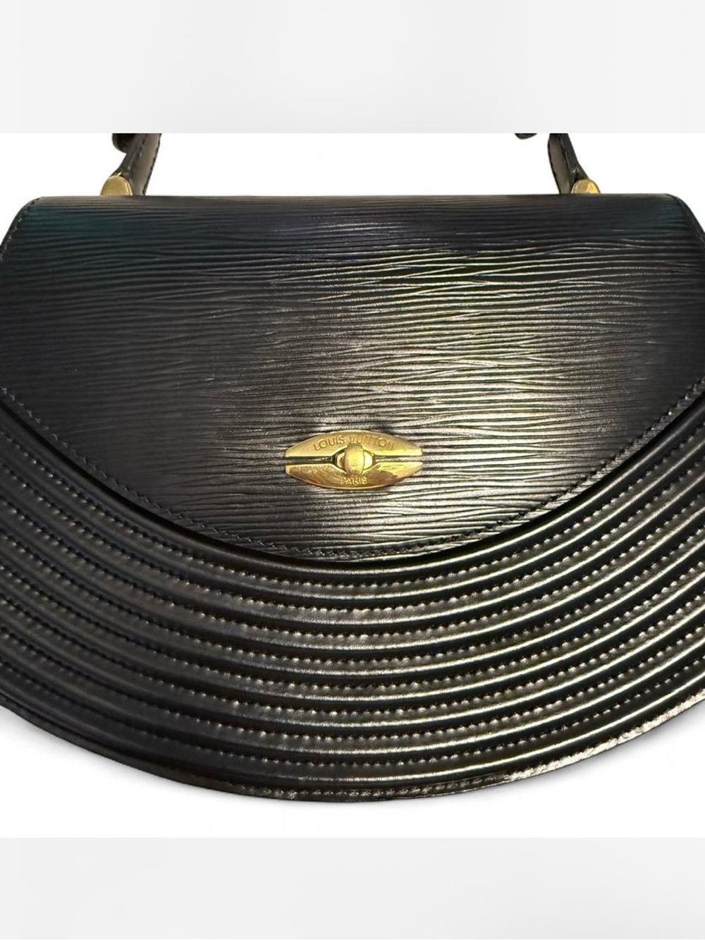 Authentic Louis Vuitton Tilsitt Shoulder Bag | Black Epi Leather | Gold Hardware - Picture 5 of 10